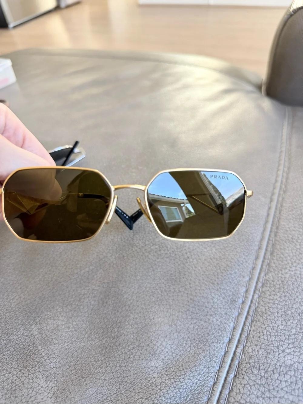 Prada Men’s Gold Frame with Brown Lenses Sunglasses PR A51S